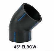 Wetpipe HDPE 45 degree elbow fitting for PE100 pressure pipe systems